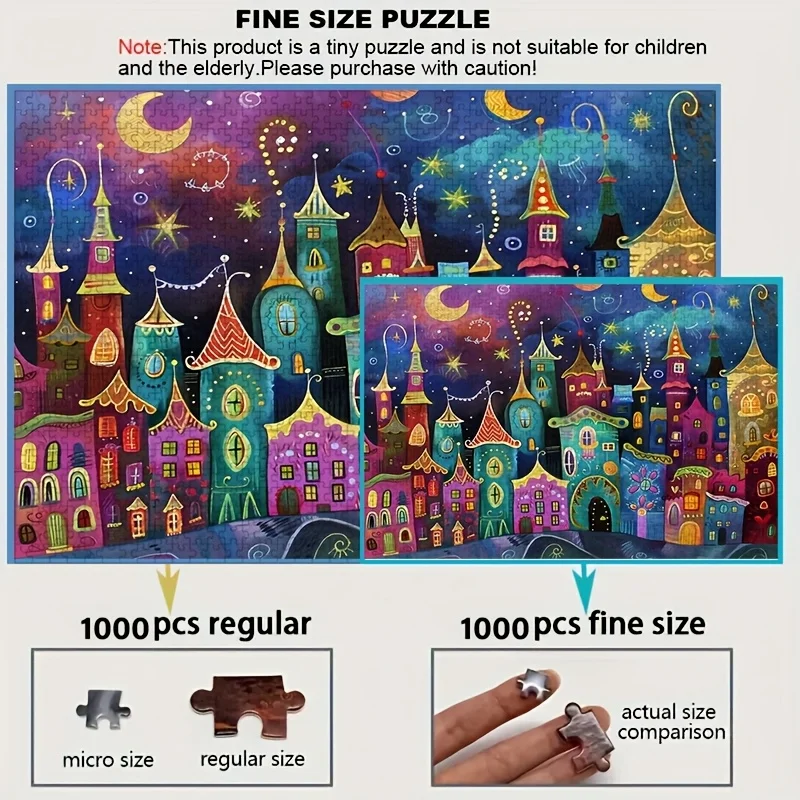 Vibrant Fairy Tale Night City Scene Jigsaw Puzzle Adult Fantasy Theme Intellectual Game Home Leisure Decorative Puzzle Toy