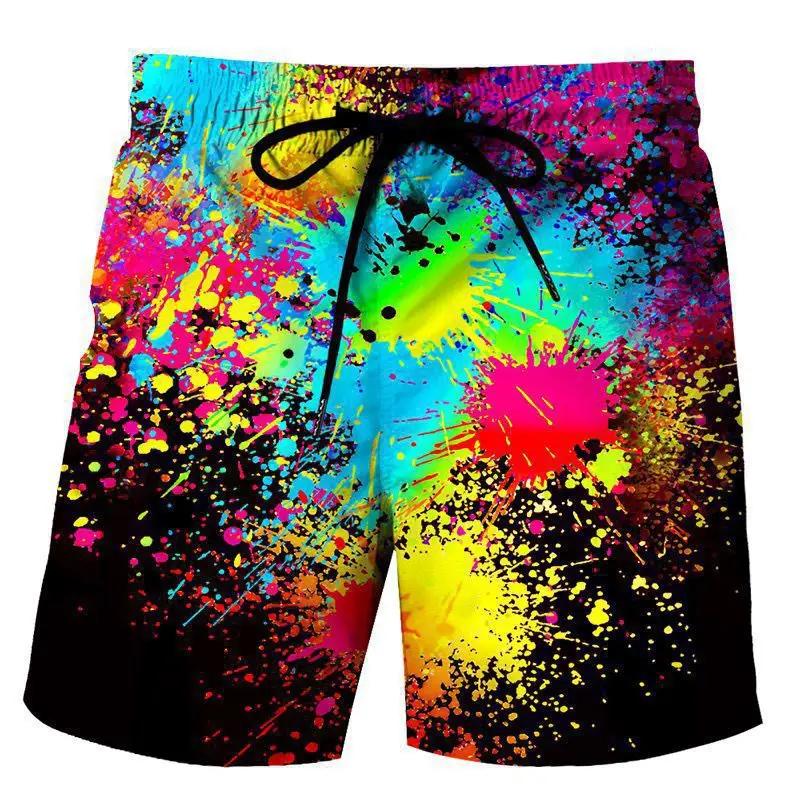 European and American men\'s beach shorts abstract creative 3d printing casual plus-size shorts men