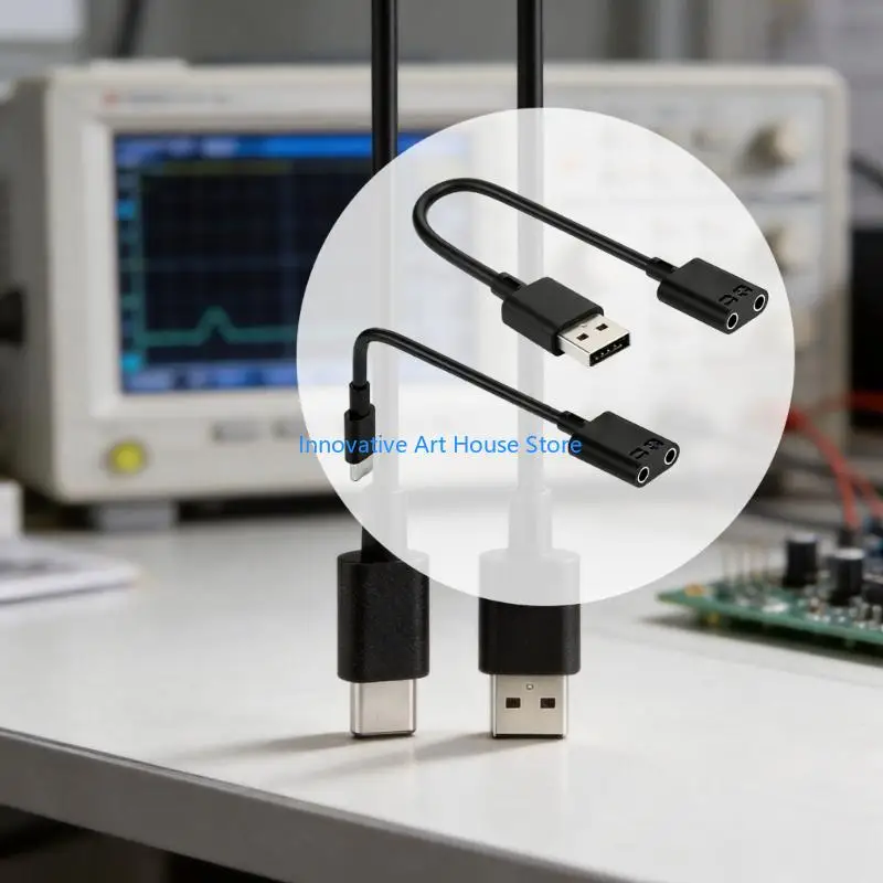 E1PC Compactly 20Cm Repair Power Cable Type C and USB A to 4Mm Banana Plug Power Cord for Portable Board Service, Diagnostics