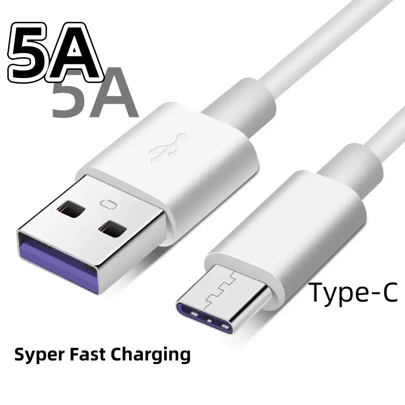 10 Uds gran oferta 5A Cable tipo C de carga rápida 1,5 M USB-C a USB-A teléfonos inteligentes y tabletas Cable de sincronización de datos carga rápida