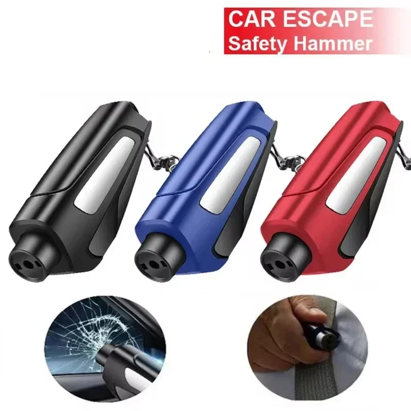 Car Windows Glass Breaker Auto Safety Hammer Mutifunction Emergency Car Belt Cutter with Keychain Self Rescue Tool