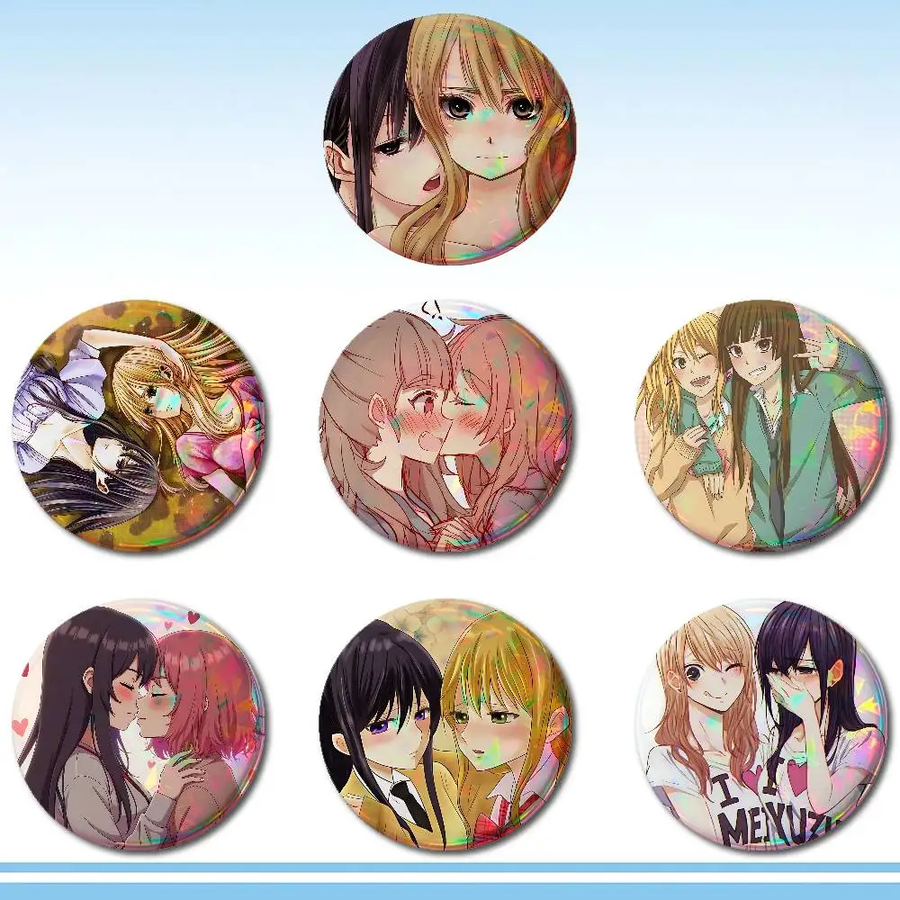 Lesbian Citrus Yuzu Aihara Mei Badges Tinplate Soft Button Pin Brooch Metal Badge Custom Jewelry Accessories Hat Bag Lapel