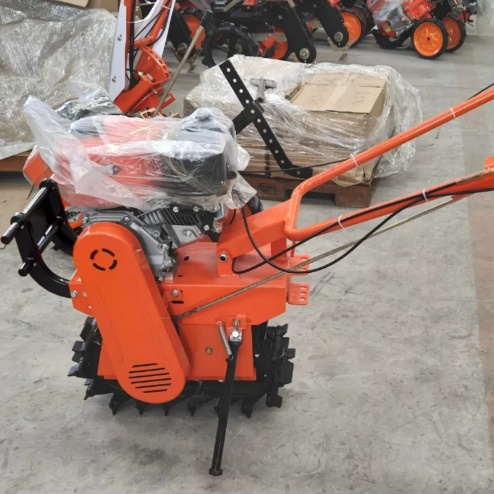 176 Water-Cooled Mini Power Tiller Wheel Chain Cultivator with Plough and Seeder Weeding Machine