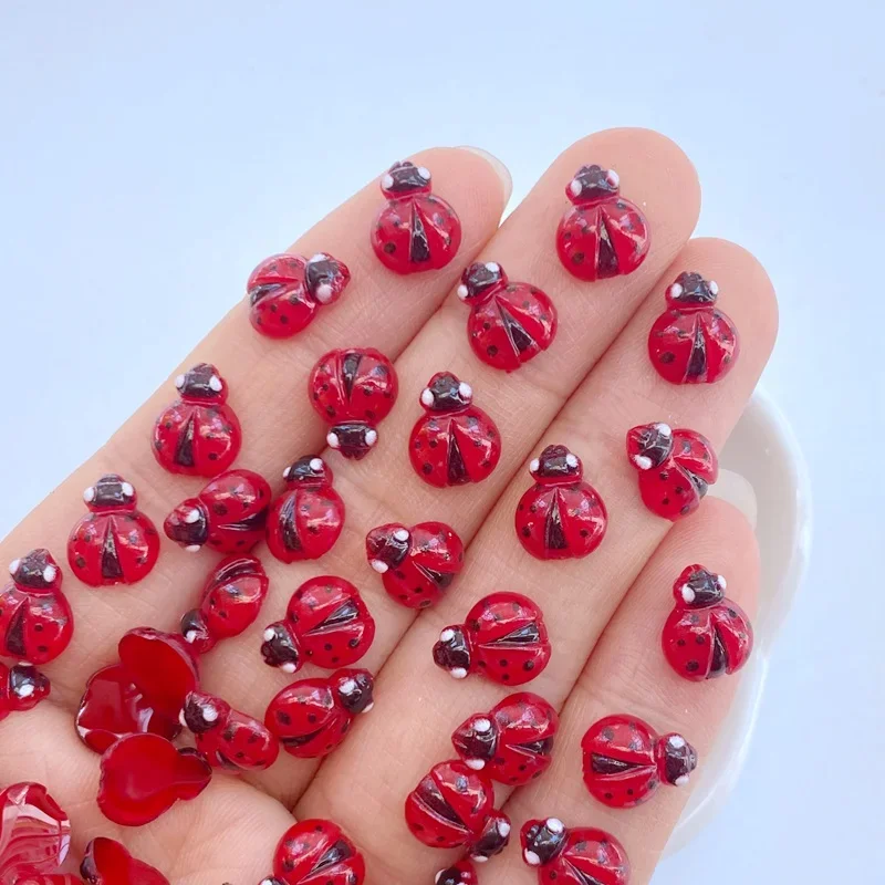 50Pcs New nail art accessories cute cartoon three-dimensional red little ladybug DIY Craft For Nail 3D Decorations Jewelry