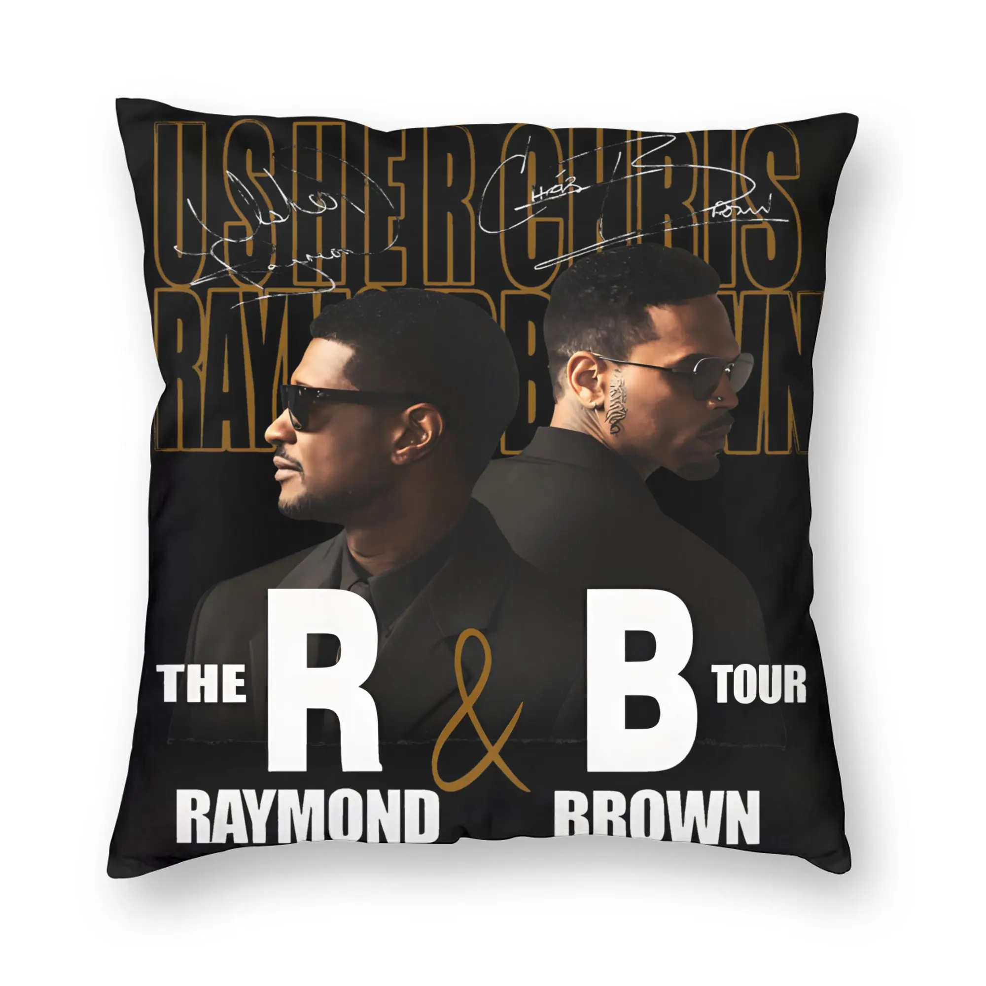 Chris Brown And Usher The Rb Tour Pillow Cover  Raymond And Brown Square Cushion Cover Cute Pillow Case For Couch Sofa Bedroom