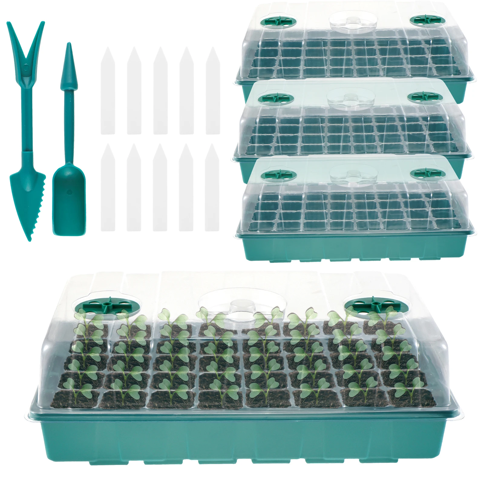 

4 Pack 40-Cell Seed Trays with Clear Lids Humidity Adjustable Seed Starter Kit with Drainage Holes Reusable Seedling Grow Box