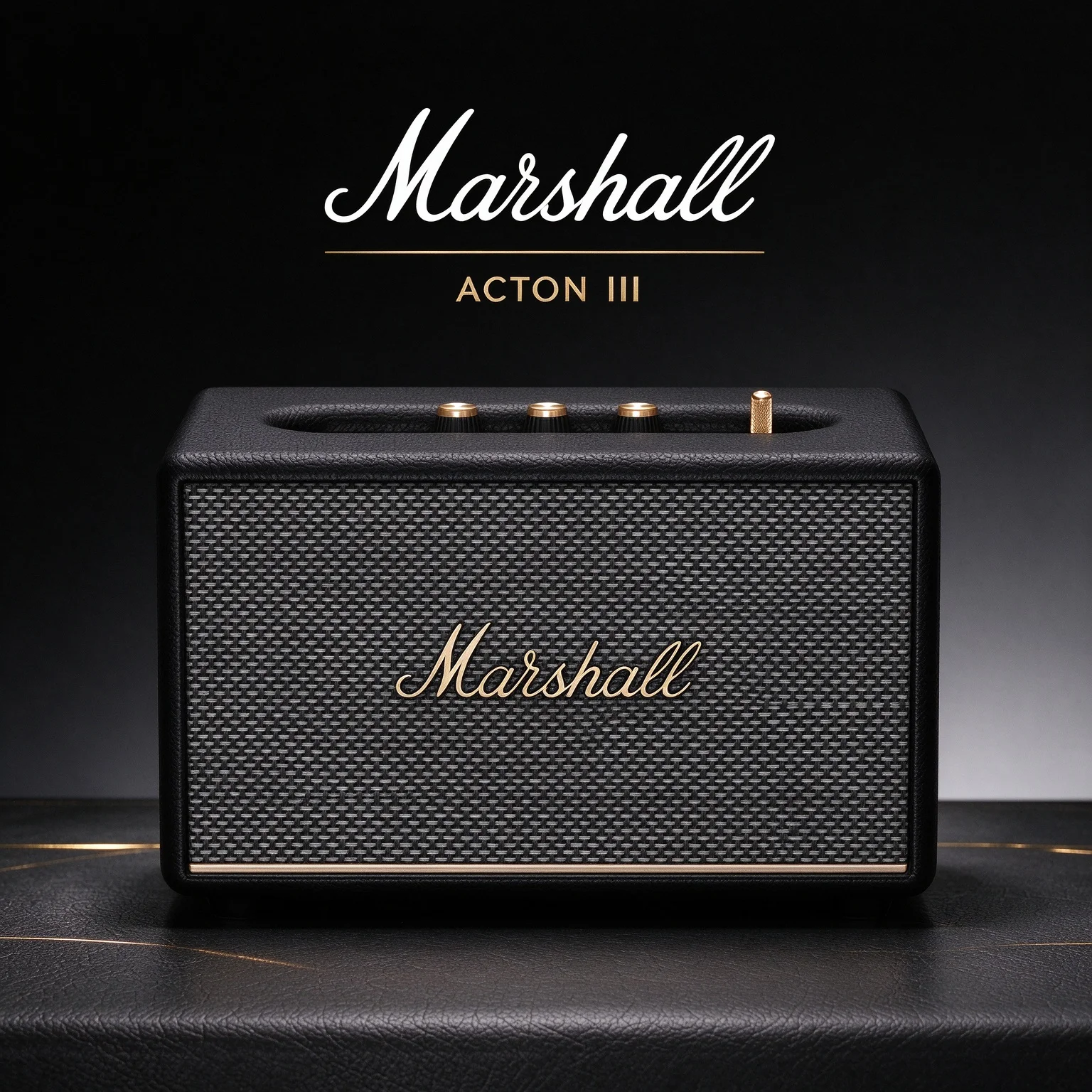 Marshall Acton III Vintage Rock Speaker, Compact Home Audio System, Room-filling Immersive Sound, Retro Leather Texture