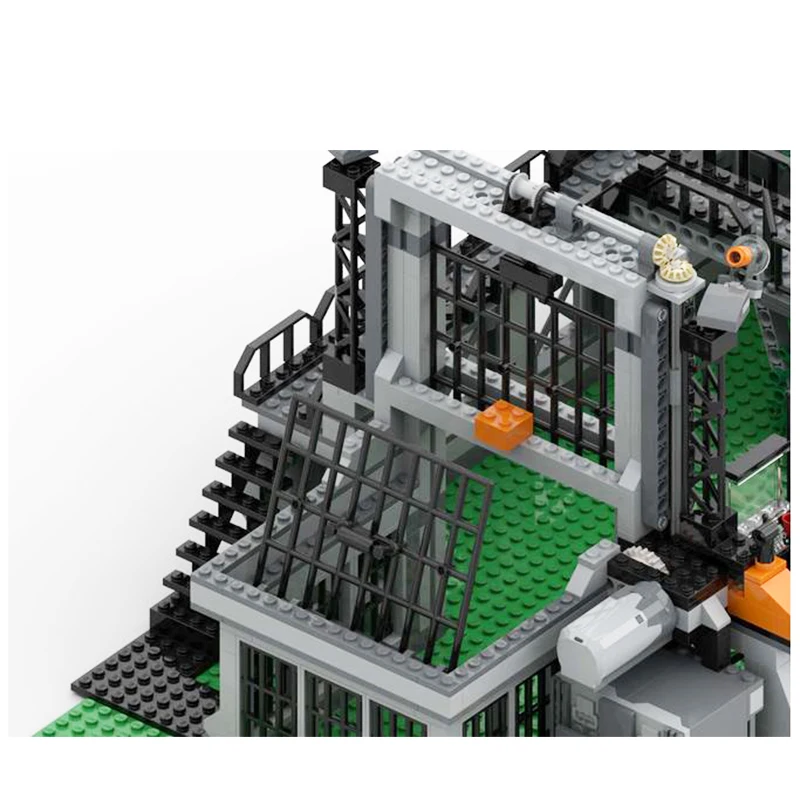 MOC-33893 Famous Celebrity Movies Scene Raptors cage_PF Building Modularization Building Block Assembly Model Brick Toy Gifts