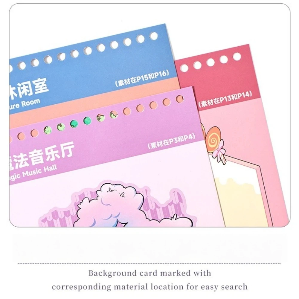 Cartoon Landscape Miniature Scene Stickers Die-cut PET Scenery Stickers 14 Scenes 40 Sheets 3D Stacking Stickers for Students