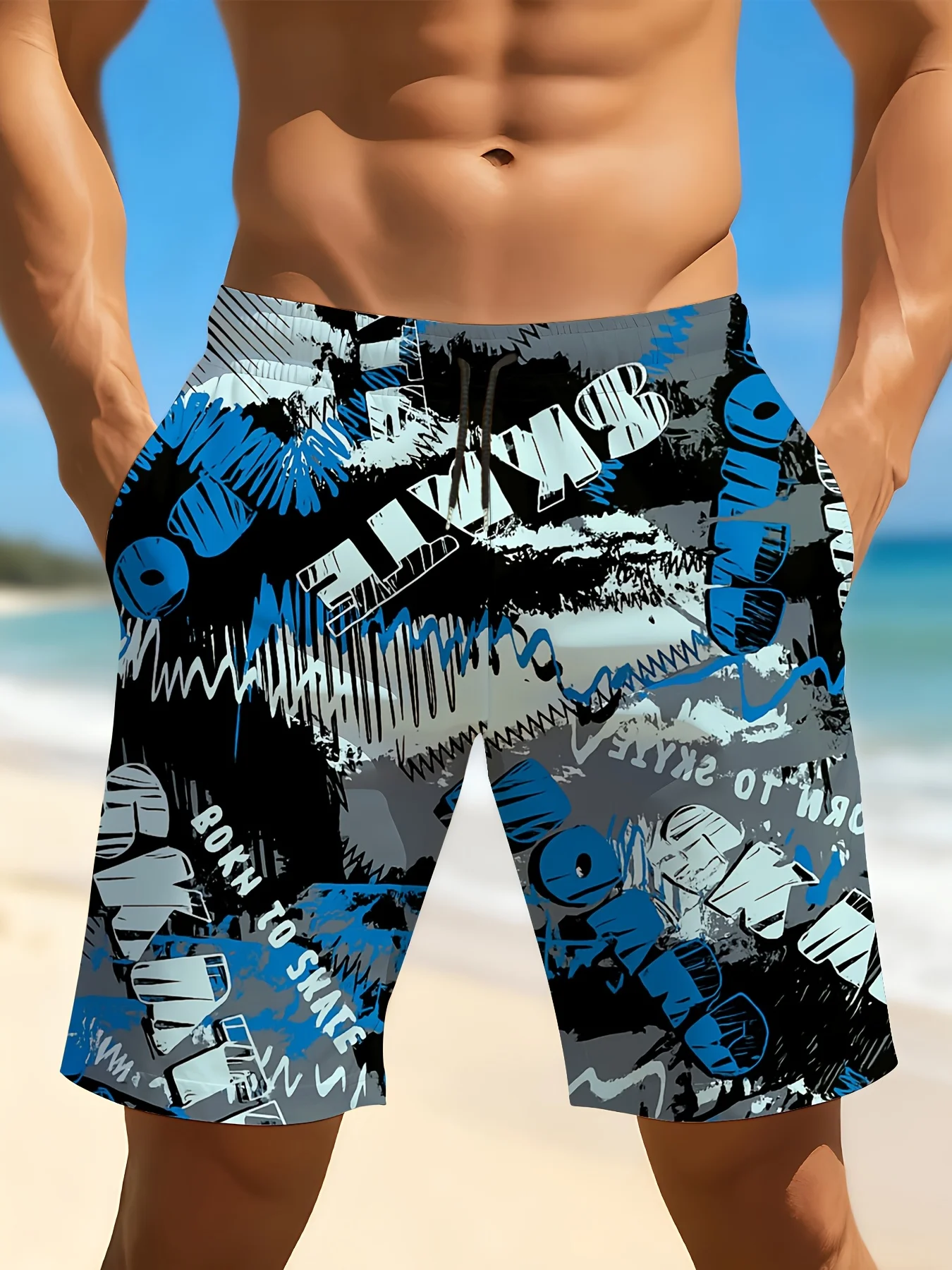 

2026 Summer Men's Short Pants with Skull Pattern Breathable Lightweight Sweat-Repelling Casual and Fashionable Men's Pants