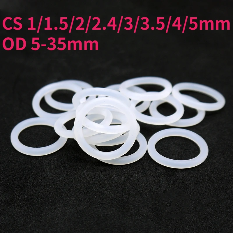 

VMQ Food Grade White Silicone O-Ring OD 5-35mm Thickness CS 1-5mm Sealing Ring Washer Gaskets Waterproof And Oil Resistant
