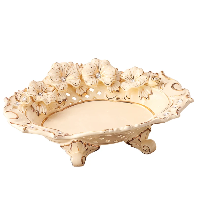 

Luxury European ceramic large fruit plate set creative modern dried fruit plate fruit basin living room coffee table
