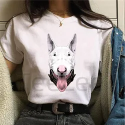I Love Bull Terrier T-shirt Women Print Cute Dog Tshirt Women Clothes Short Sleeve Tops Funny Graphic Summer Tees Tshirts