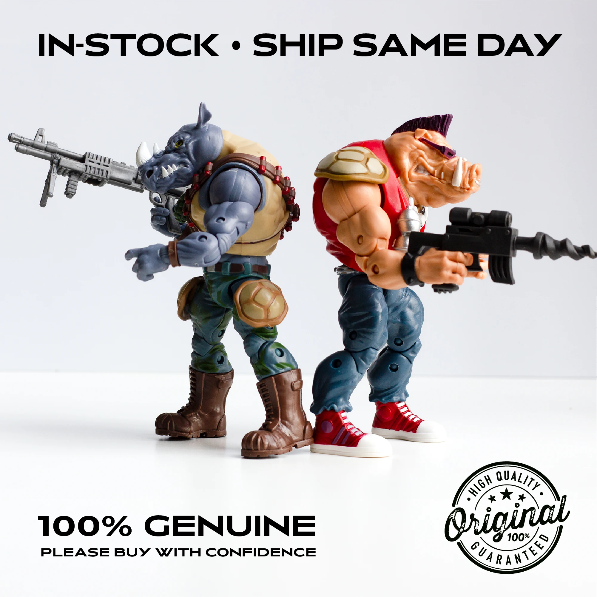 Figura de acción móvil animada de las Tortugas Ninja TMNT genuinas, reedición Bebop Rocksteady Leonardo Raphael Michelangelo Donatello