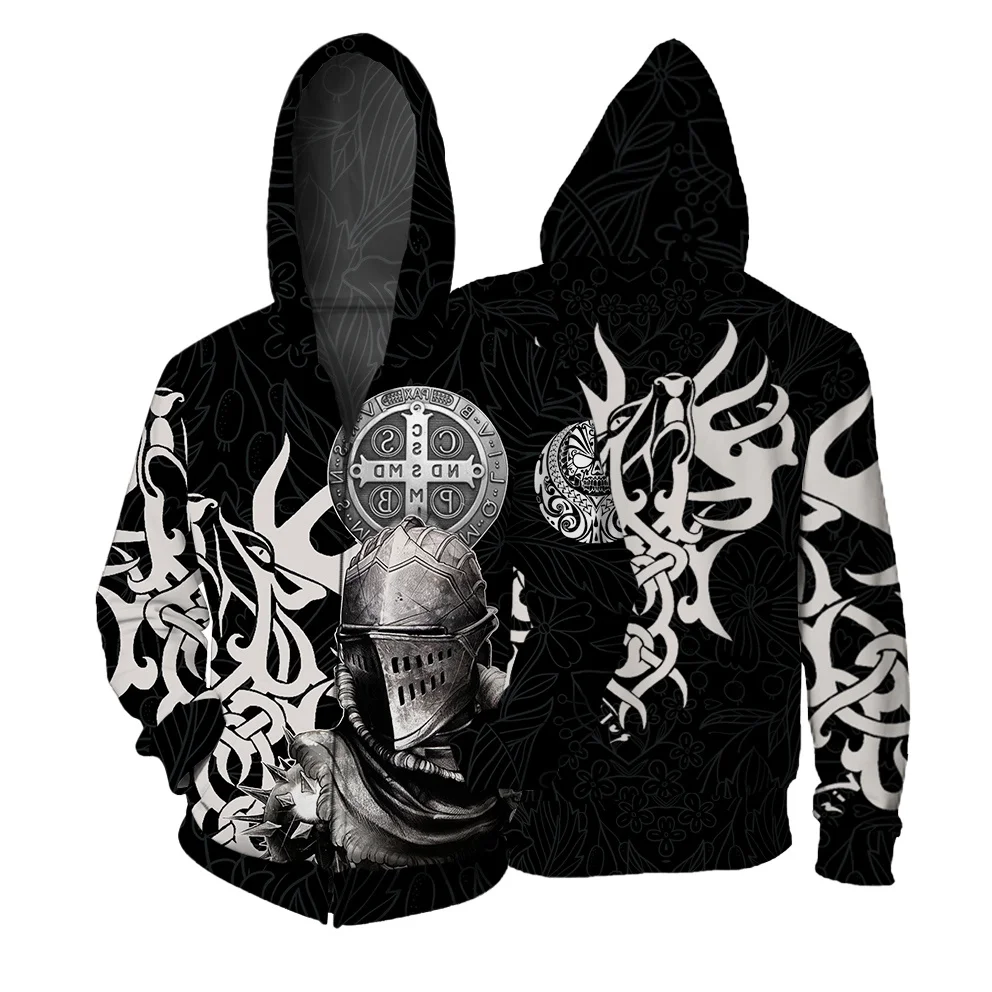 

Personalized Iron Knight Printed Sweatshirt Zip Up Hoodies Leisure Men's Sweat-shirt Comfortable New in Sweatshirts Mens Hoodie