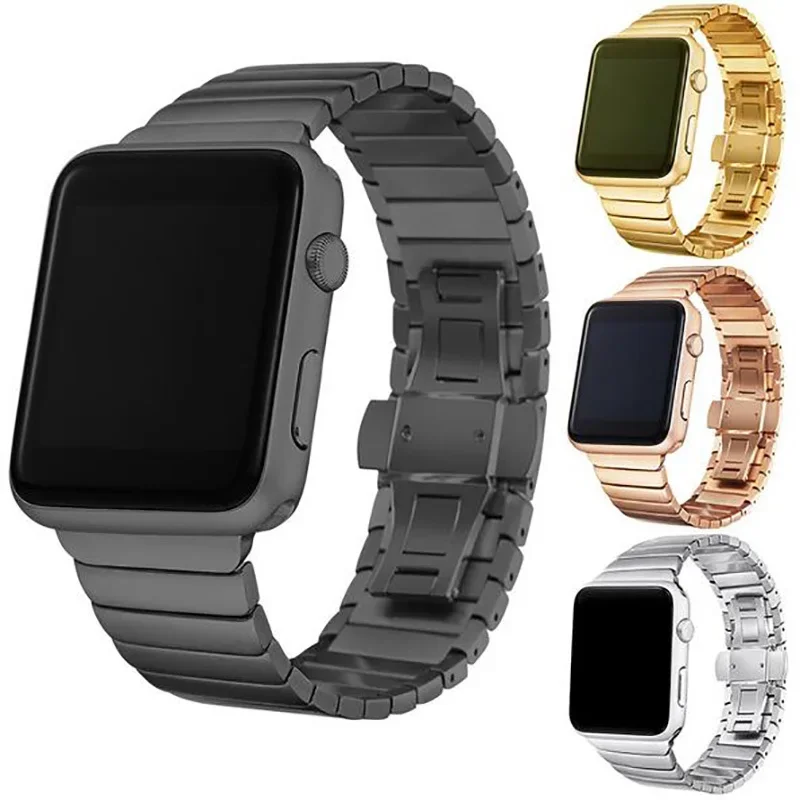 

Metal Strap for Apple Watch 10 9 8 7 6 5 4 SE stainless steel strap 44mm 45mm 42mm 46mm butterfly bracelet for Series Ultra 49mm