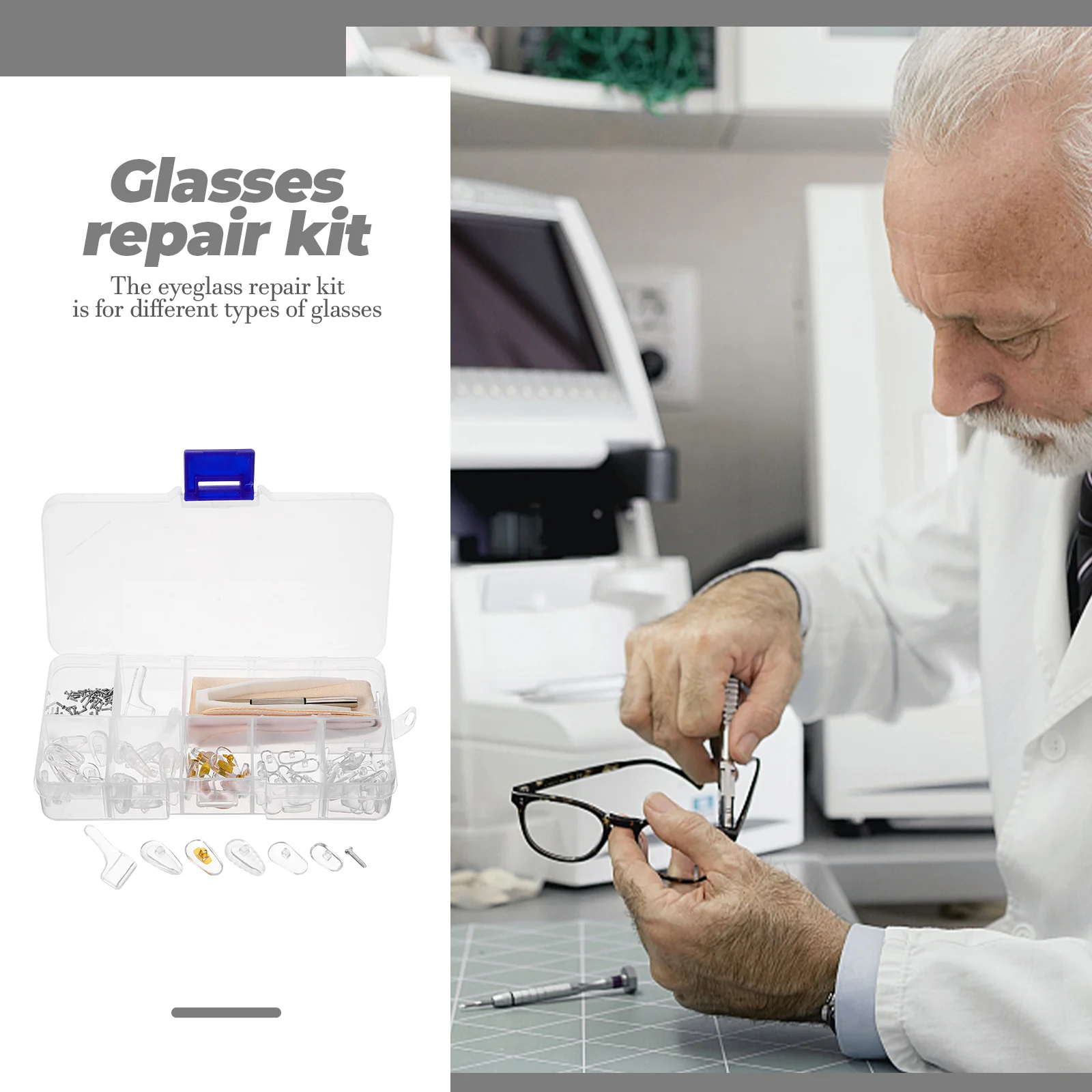 

1 set Glasses Repair Kit Eyeglass Nose Pads Screws Sunglass Accessories Screwdriver Tool Anti Slip Comfortable Fixing
