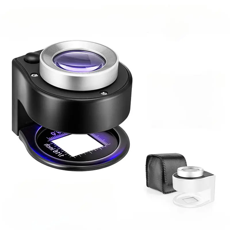 Lupa recarregável USB, lente óptica, lupa com 6 luzes LED UV, jóias, moedas, selos, lupa, 60x