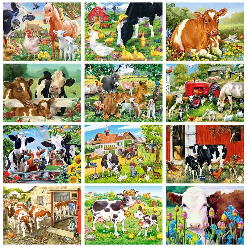 CHENISTORY Abstract Painting By Numbers Acrylic Paints Decorative Paintings Cows Picture Paint For Adults Wall Decor Gift DIY Se