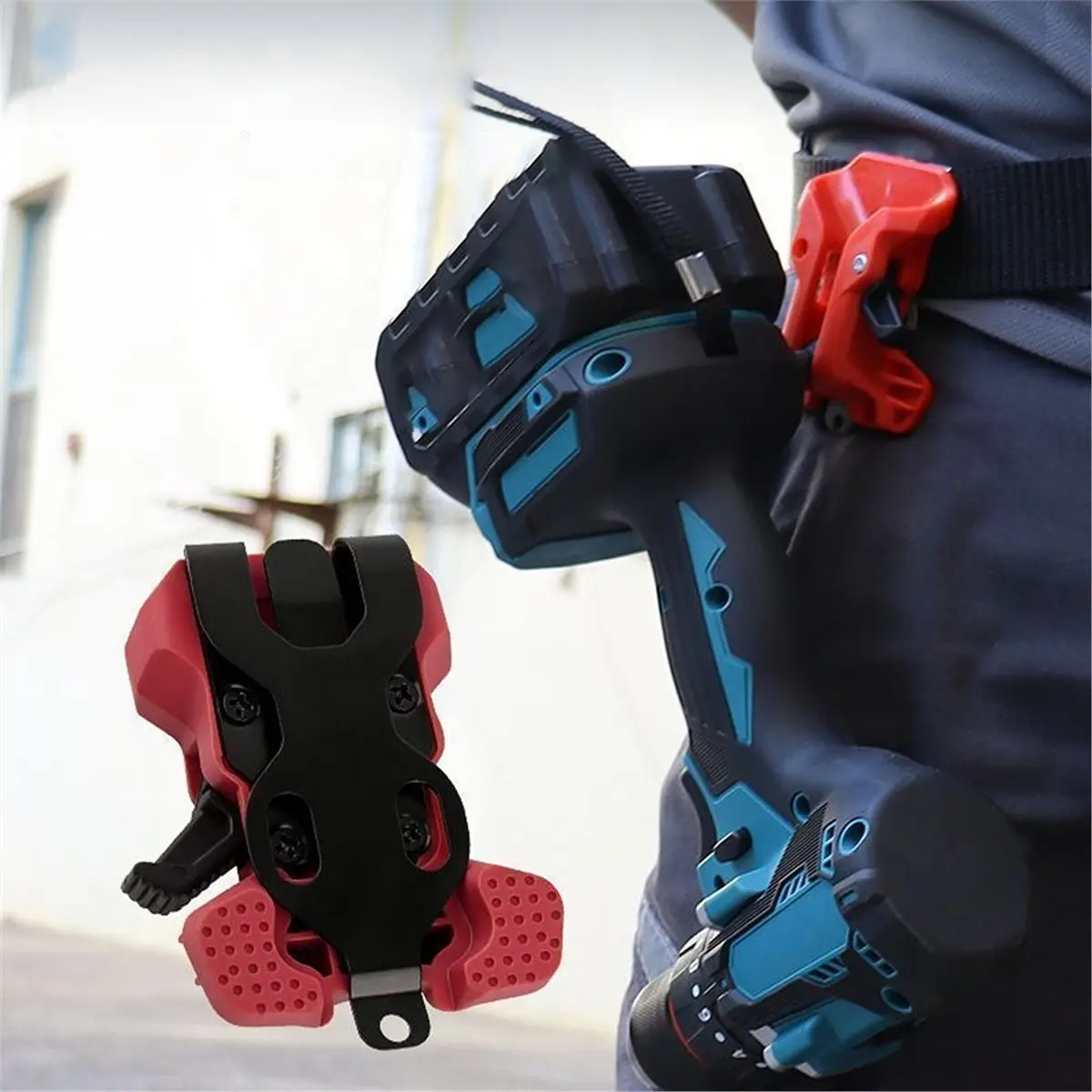 Portable Self-Locking Power Tool : Quick Release Belt Clip with Double Lock System
