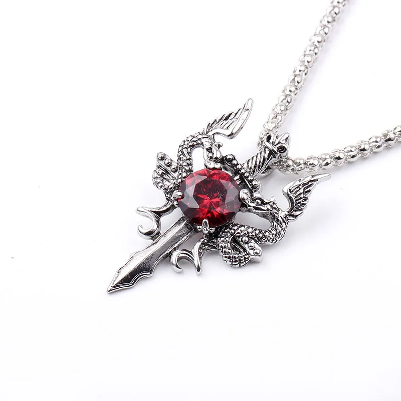 Creative Fashion Dragon Sword Cross Pendant Hip Hop Punk Necklaces for Men Jewelry Accessories Party Anniversary Gift