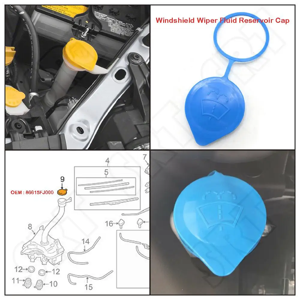 Car Accessories 86615-FJ000 Fits for Subaru WRX STI 2015-2022 Auto Windshield Wiper Washer Fluid Reservoir Tank Cap