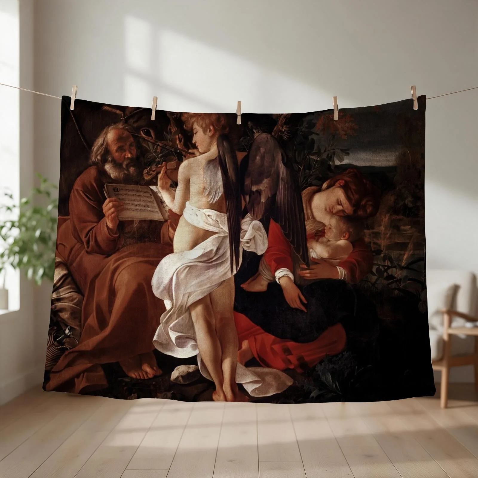 Caravaggio - Rest on the Flight into Egypt Throw Blanket couch cozy soft plush fuzzy picnic outdoor blanket