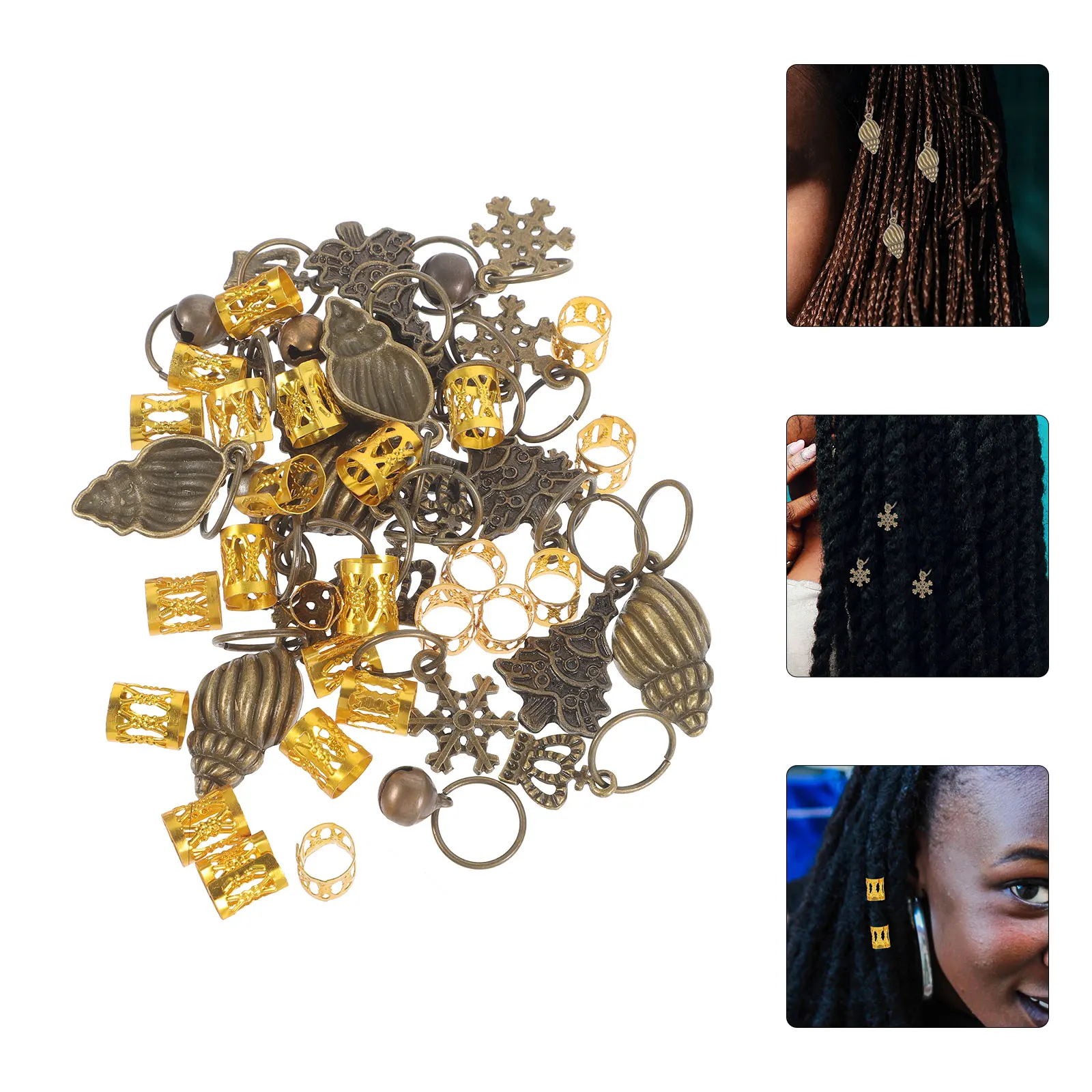 

Dreadlock Hair Accessories Braiding Beads Jewelry for Braid Extensions Adjustable Rings Cuffs Decorative Charms Hair Decorations