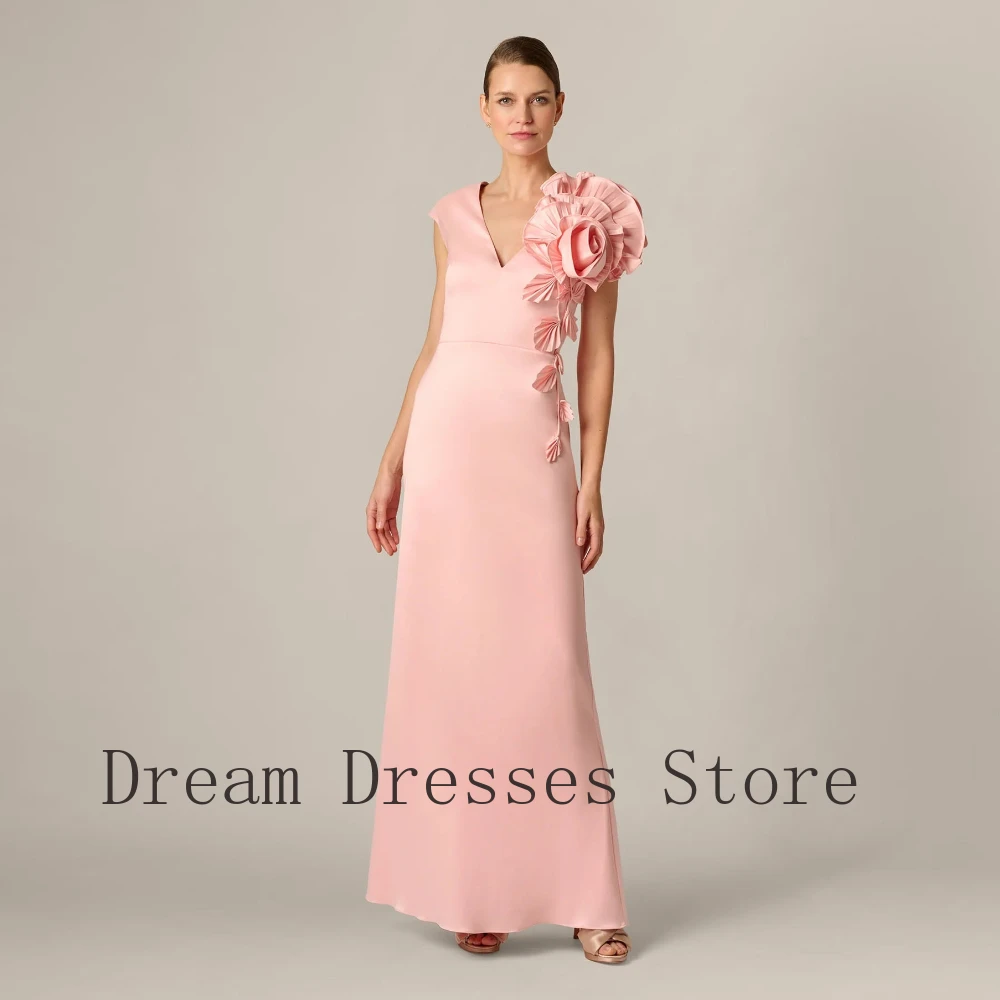 

Customized High quality Charmeuse Handmade Flower Pearl Tassel A-line V-neck Long Dresses Bespoke Occasion Dresses Exquisite