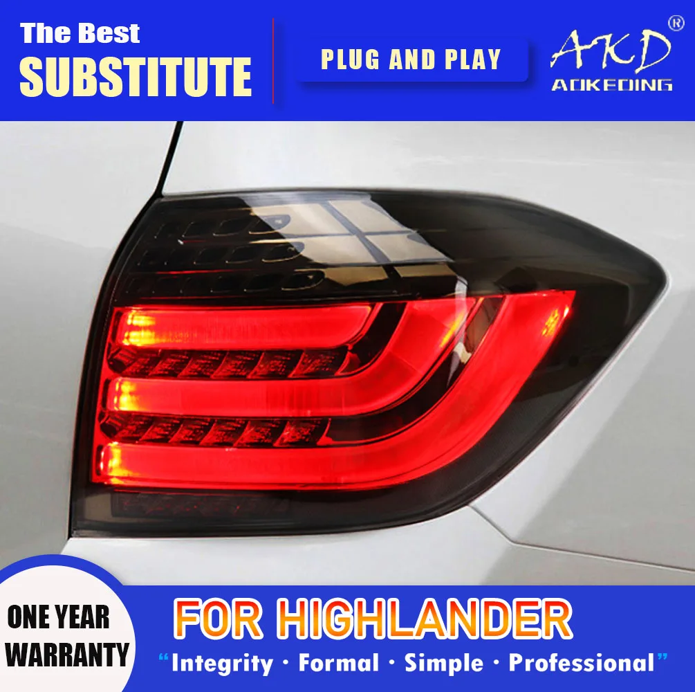 

AKD Tail Lamp for Toyota Highlander LED Tail Light 2012-2014 Highlander Rear Fog Brake Turn Signal Automotive Accessories