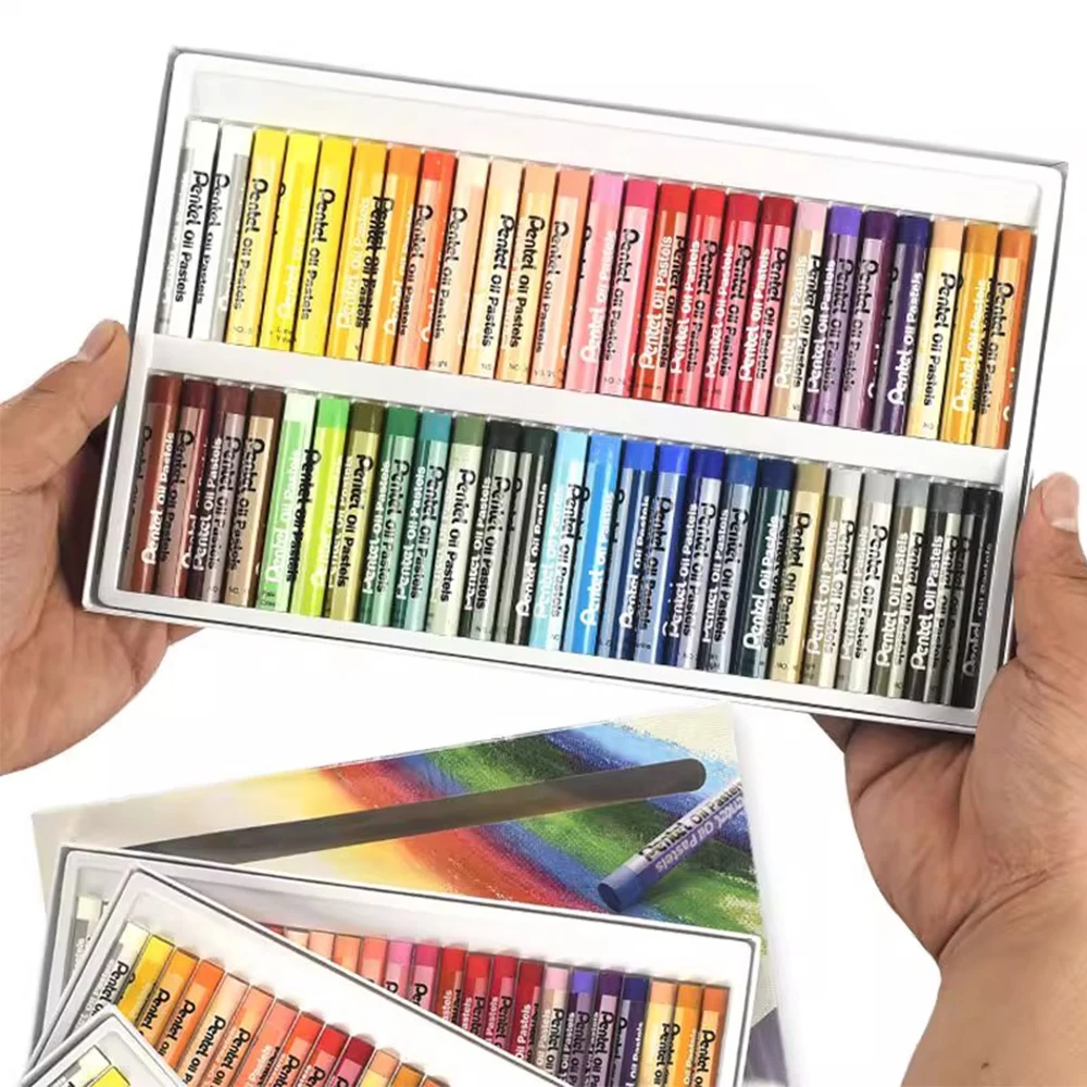 Japan Pentel Oil Pastel PHN Pupils Painting Special Crayons Safety Washable 50 Color Set Crayons for Kids Stationery