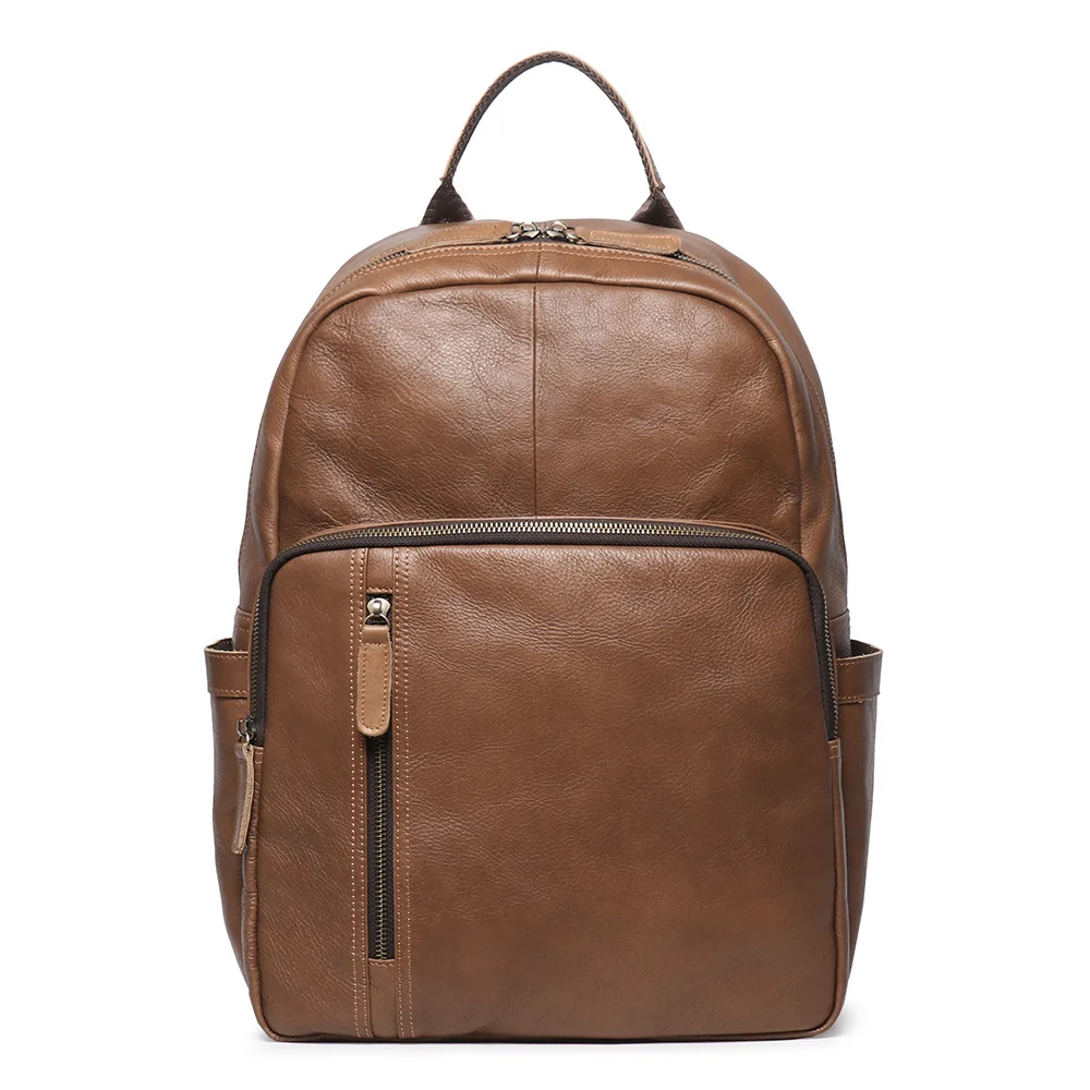 Laptop Backpack Vintage Men's Backpack Casual Versatile Travel Backpack Contrasting Color College Soft Leather Schoolbag