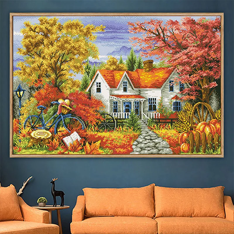 

Ditai Simple European Style Diamond Painting Handmade DIY Living Room Room Cross Stitch Landscape Diamond Brick Paste