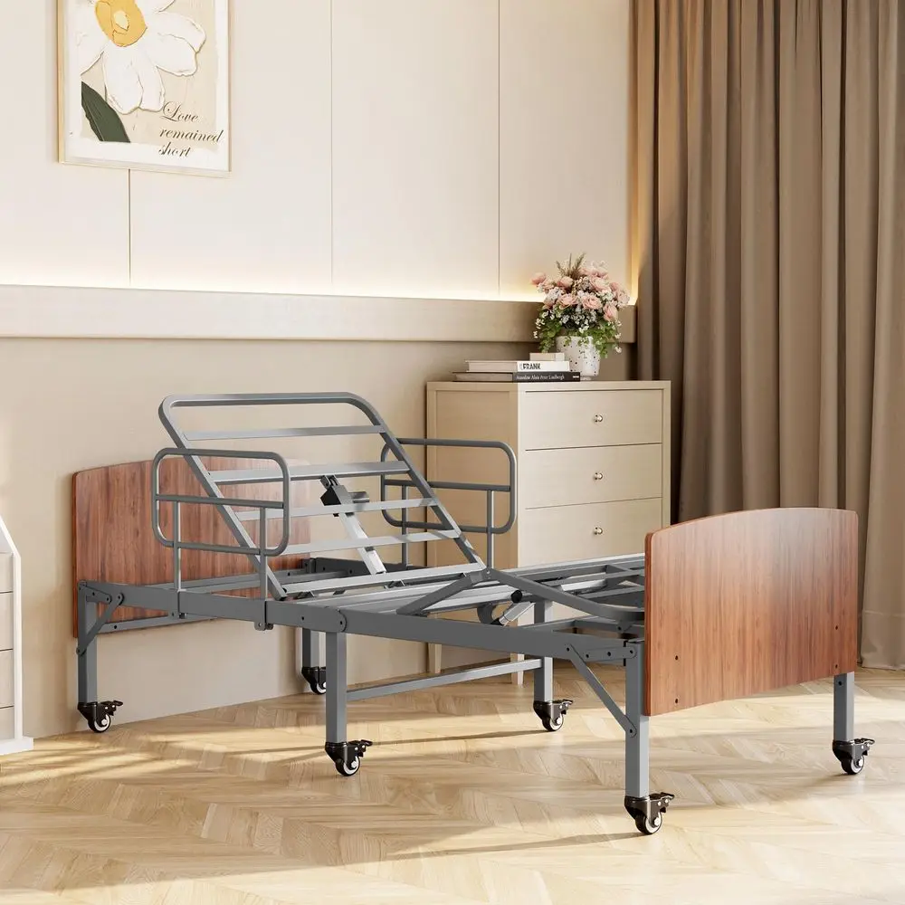 

Adjustable Bed Frame with Headboard Ergonomic Electric Base, Wireless Remote, Underbed Light, Wheels Head amp Foot Incline, Eas