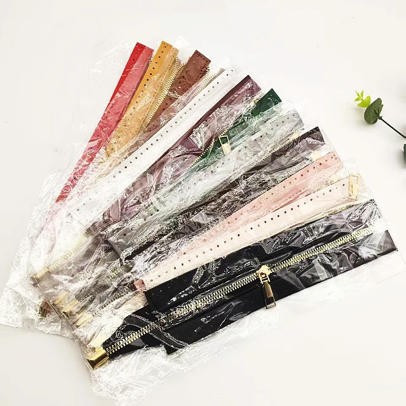 24cm DIY Handmade Bag Zipper Accessories 6-Color DIY Handmade Bag Zipper 24cm Pu Metal Zipper Woven Bag Accessories