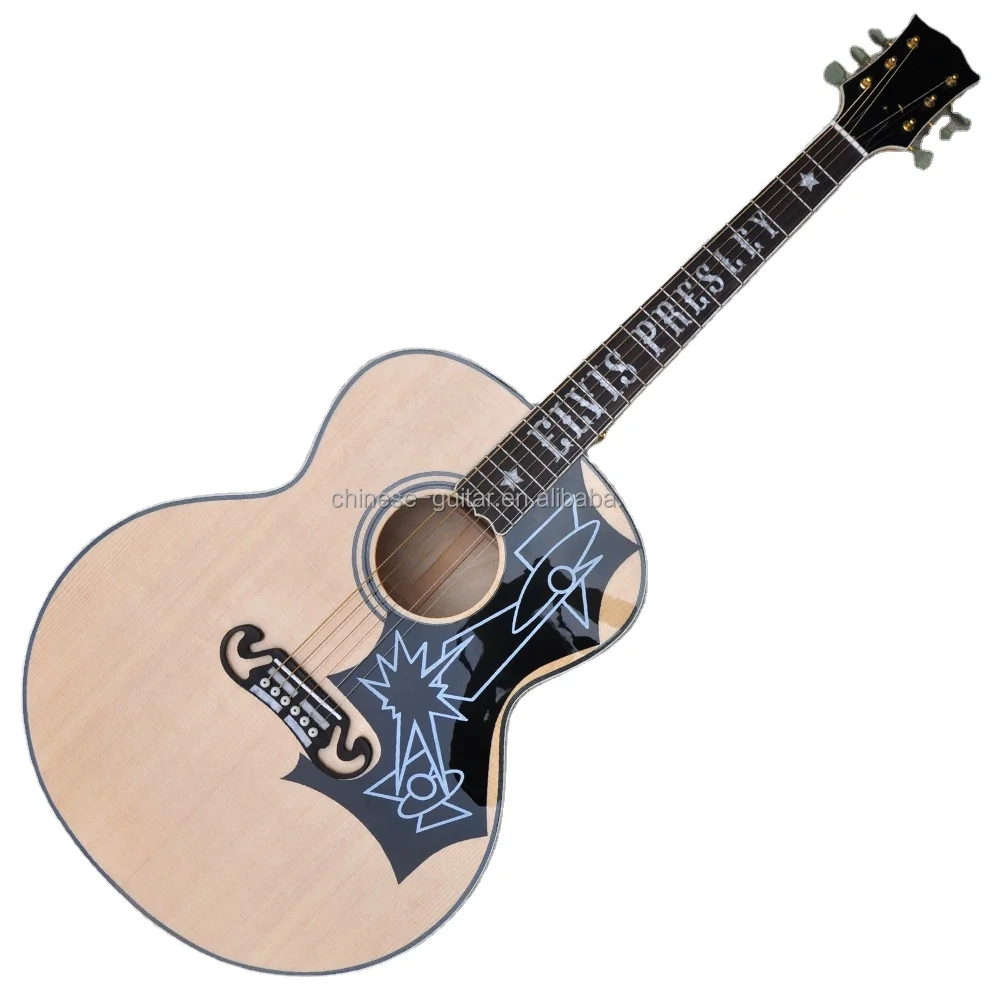 Natural Wood Color 43 Inches Acoustic Guitar SJ200 Model Top Solid Flame Maple Back And Side