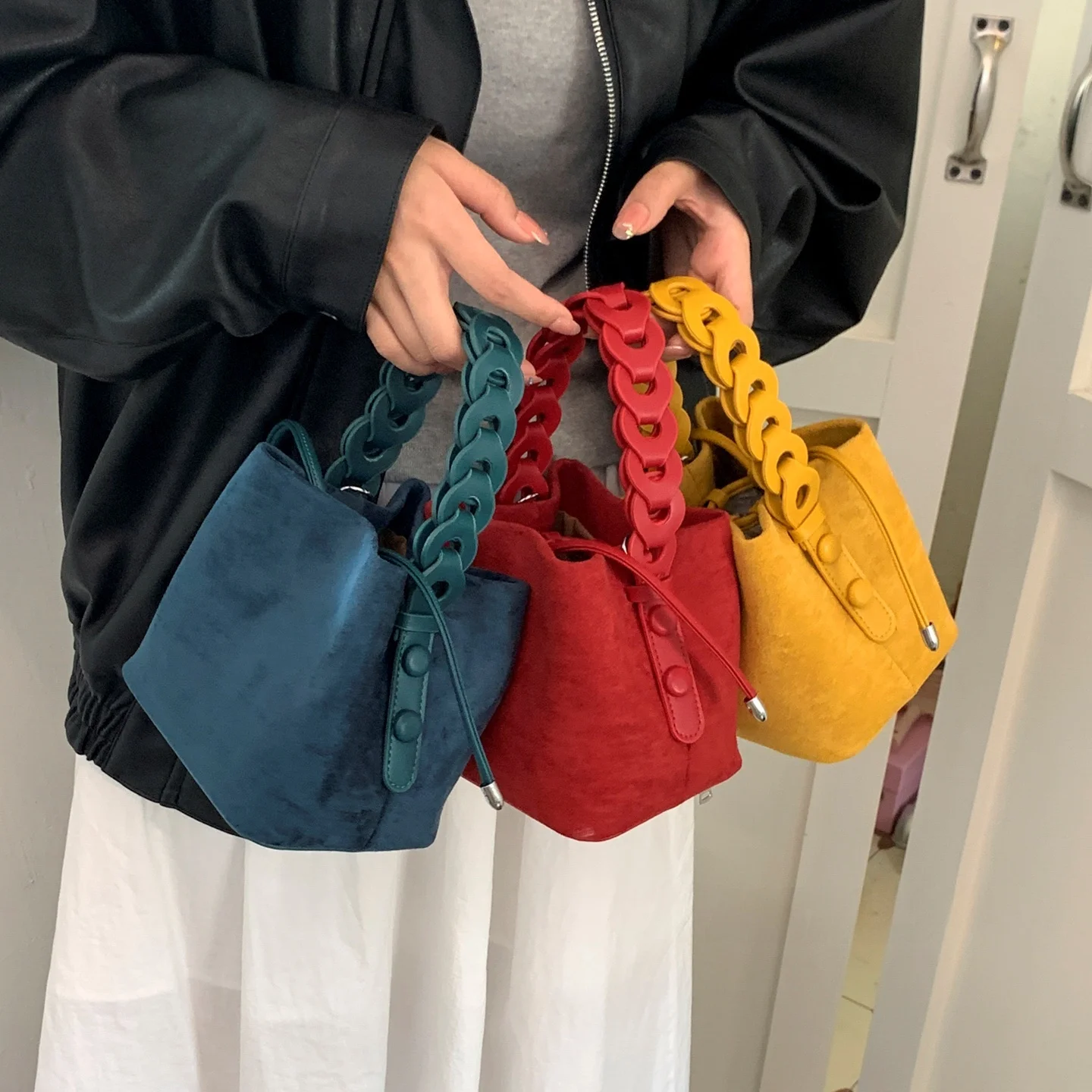 Faionable Candy Colored Buet Handbag Autumn Winter New Sle Casual Versatile Crossbody Bag Matte Leather Small Bag