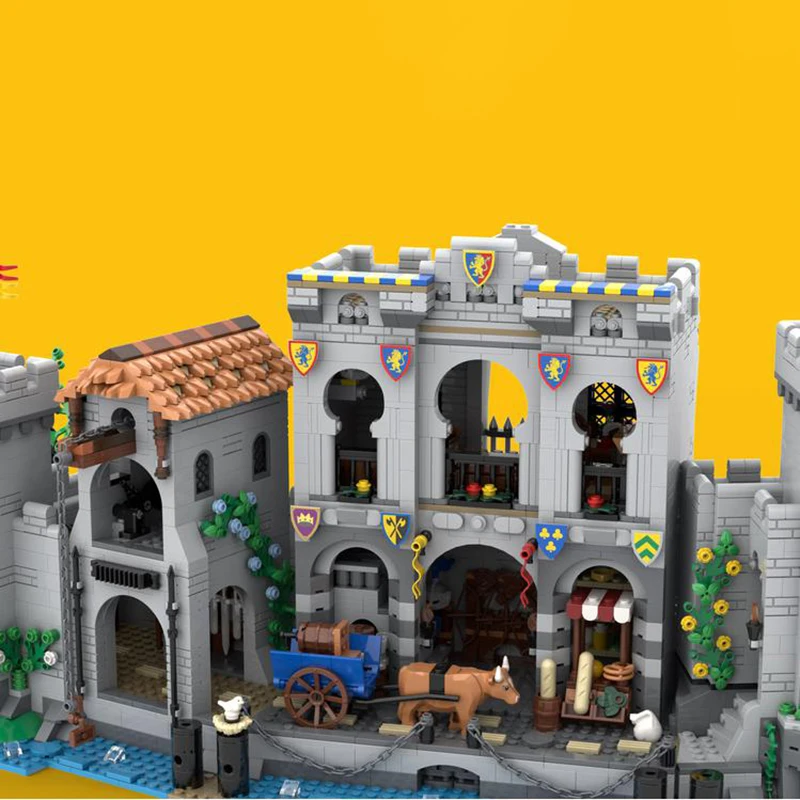 3564PCS Medieval Castle MOC Fortified Port Model Building Blocks Lion Knights' Castle Alternative Build DIY Toys Birthday Gifts