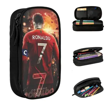 CR7 축구 축구 연필 케이스, 사랑스러운 펜꽂이 가방, 어린이 대형 보관, 학생 학교 화장품 필통