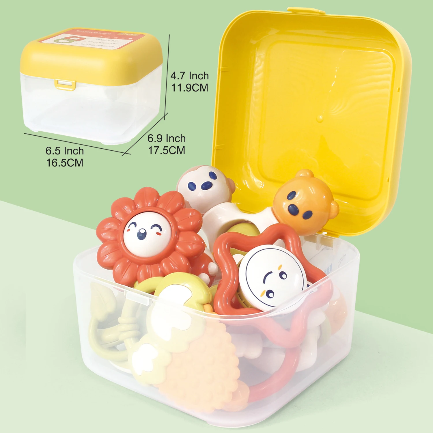 عضاضة حشرجة المحمول مع صندوق تخزين ، جرس لينة حديثي الولادة ، سرير تهز اليد ، لعبة تعليمية عيد الميلاد ، حشرجة الطفل ، 0-12 شهرا ، 10 قطعة #6