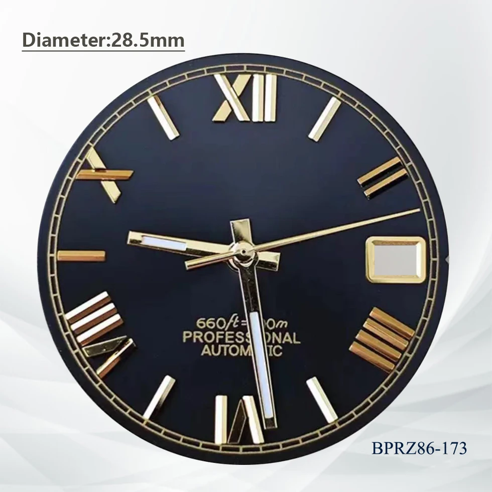 28.5mm デイトジャスト グリーンローマ数字 ブルーブラックシルバーのロゴ文字盤 NH35自動巻きムーブメント 日付 29mmのロゴ ブルーローマ数字