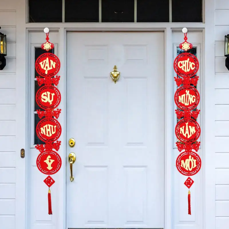 Hiasan dinding Tahun Baru Imlek Vietnam ornamen rumbai simpul merah Tahun Baru ornamen musim semi untuk Lunar Asia