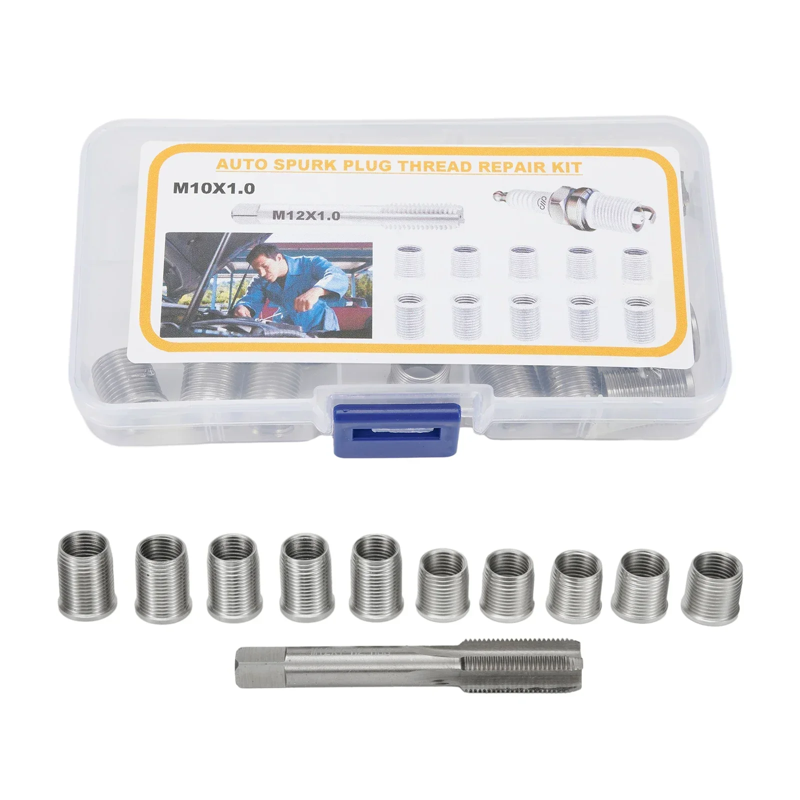 Kit di riparazione filettatura riparazione candela rubinetto Officina di fabbrica 10mm * 10 Attrezzature Utensili manuali Foro Parti industriali Luce