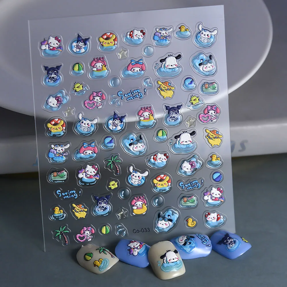 5D Sanrio Cartoon Character Toy Stickers Animation Peripheral Cute Hello Kitty Kuromi Pochacco Cinnamoroll Sticker Pack