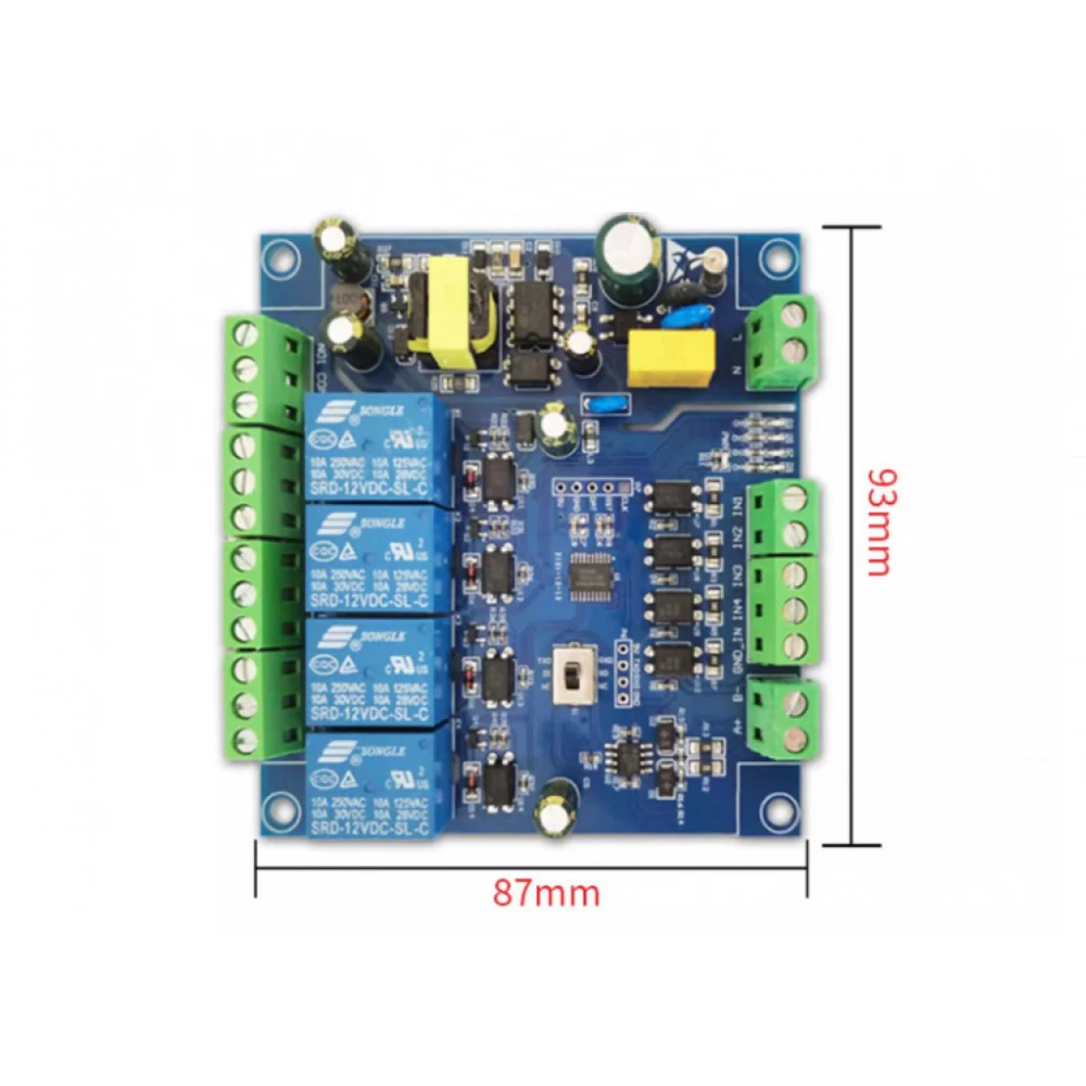 

Четырехканальный релейный модуль AC220V Modbus RTU Встроенный микроконтроллер для взрослых и стабильный 8-битный микроконтроллер и чип преобразования уровня MAX485
