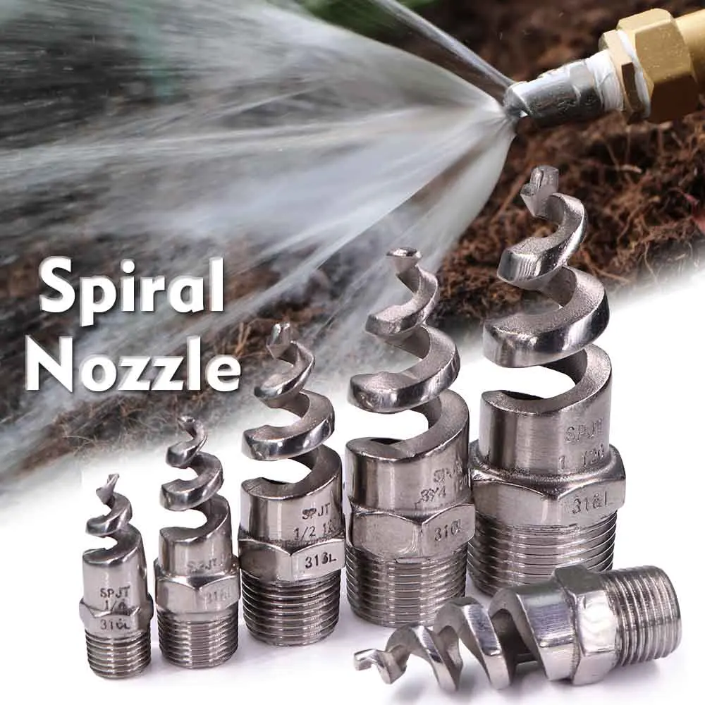 316 Stainless Steel Spiral Nozzle Sprayer Atomizer Anti-clogging Agricultural Irrigation Garden Watering Industry Dust Removal