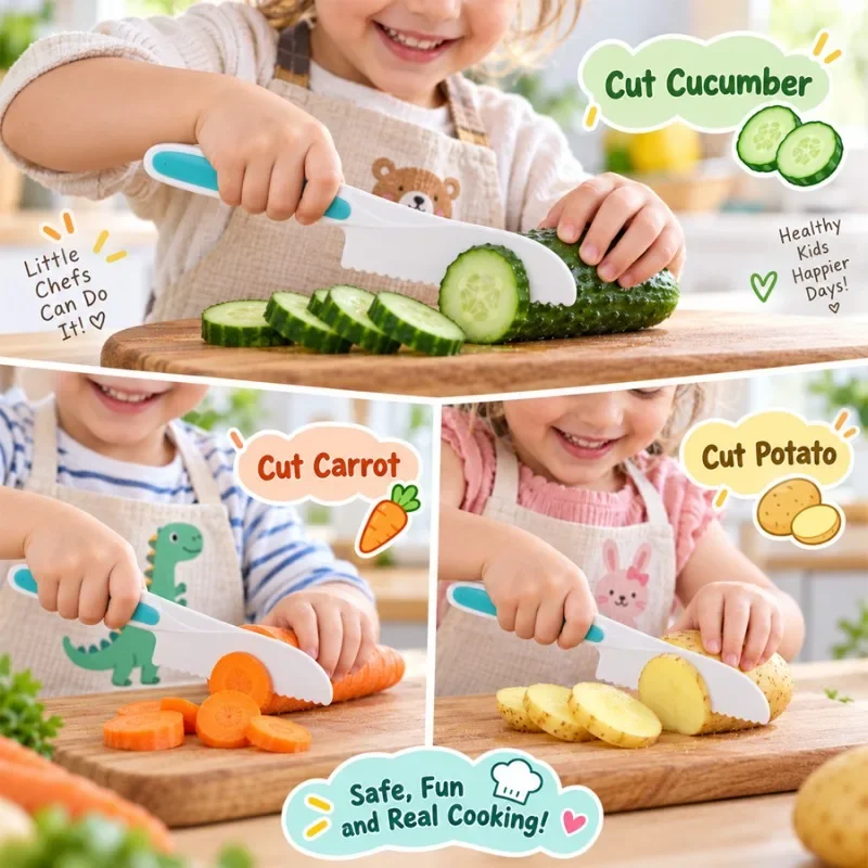 Completed Kids Cooking Cutter Toddler Knife Set Cooking Fruit Peeler DIY Cake Tools Plastic Kitchen Knife Kitchen Accessories