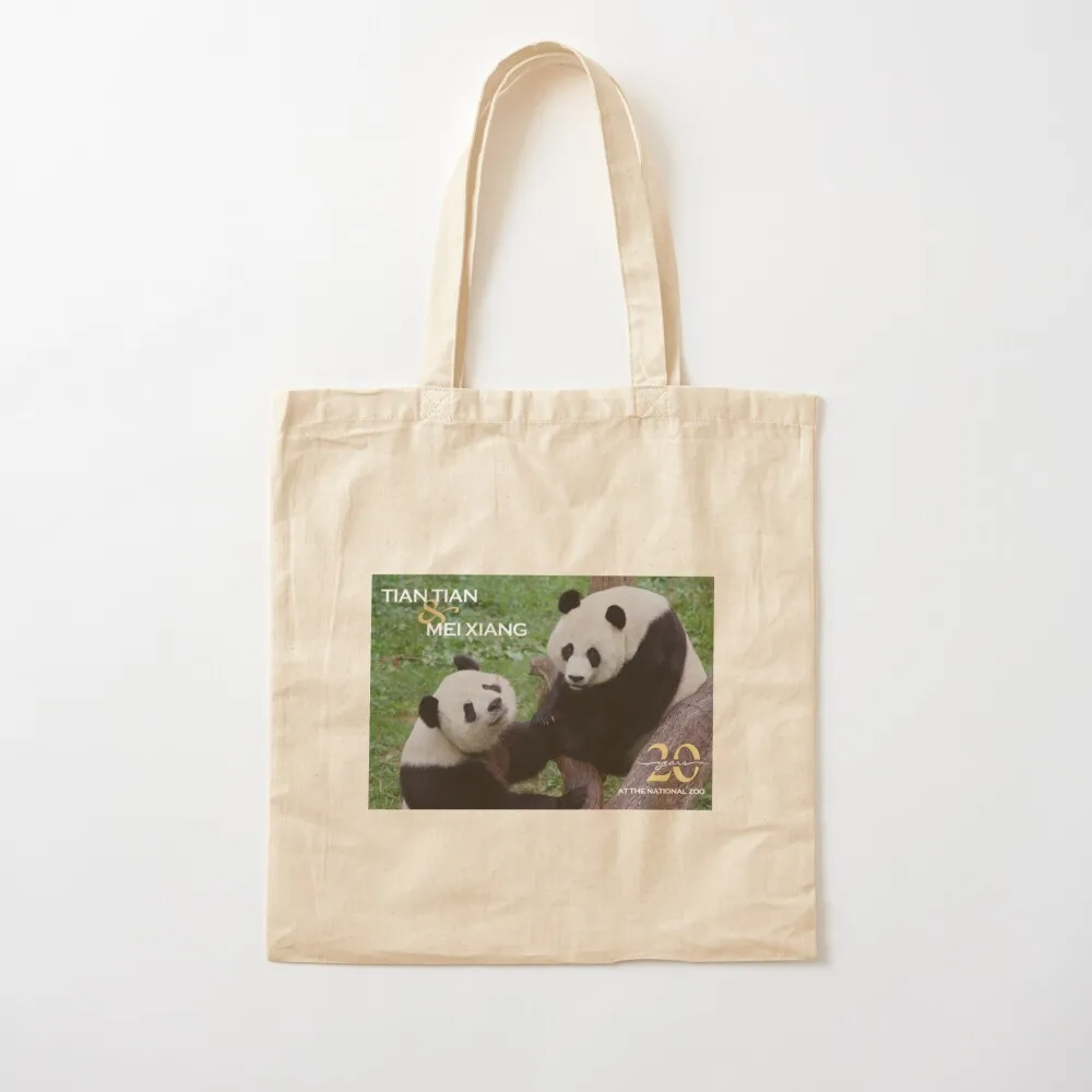 

Giant Pandas Tian Tian and Mei Xiang at the National Zoo - 20th Anniversary Edition Tote Bag cute tote bag Canvas Tote Bag