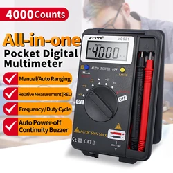 ZOYI VC921 Pocket Style Digital Multimeter 4000 Counts T-RMS Auto Range EBTN DC AC Voltmeter Ammeter Capacitor Ohm Hz NCV Tester