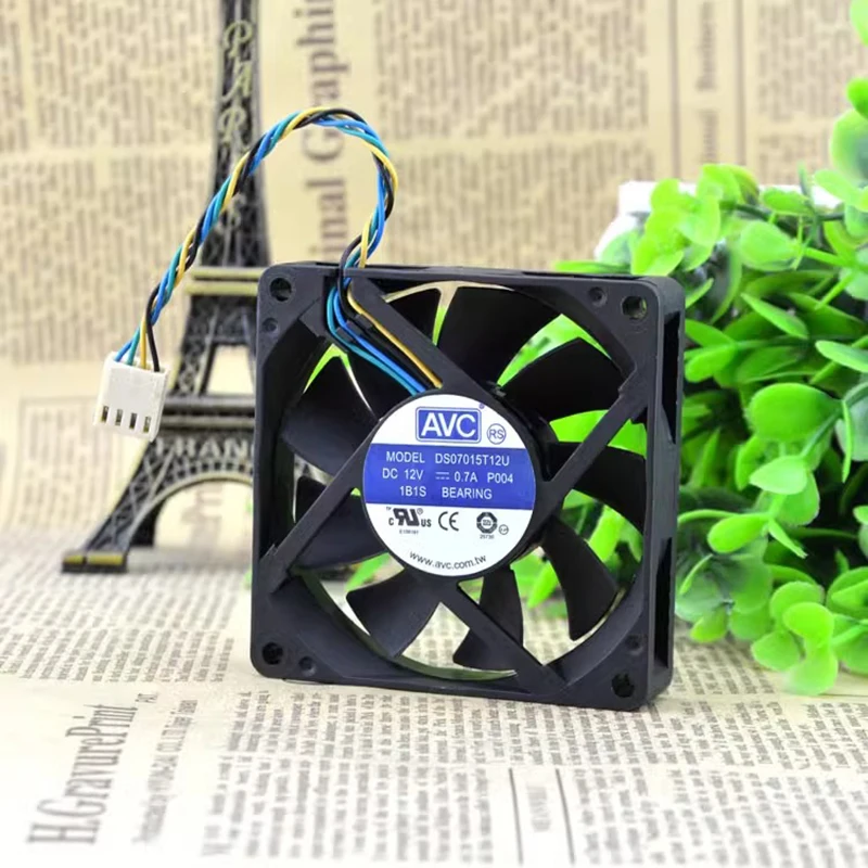 大容量ボールベアリング冷却ファン、ds07015t12u、12v0.70a、7cm、7015、4線式pwm